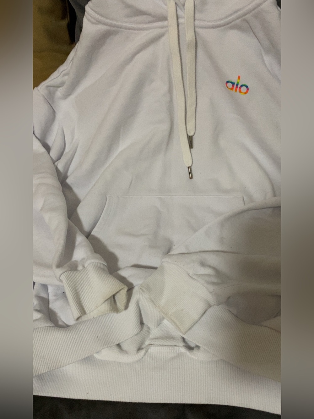 ALO Yoga White Oversized Hoodie - Women's Pullover - Picture 12 of 16